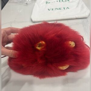 Bottega Veneta Mini The Pouch
Stud Embellished Genuine
Shearling Clutch NEW